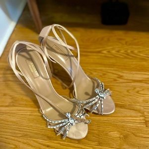 AQUAZZURA Crystal Spider 105 crystal-embellished satin sandals